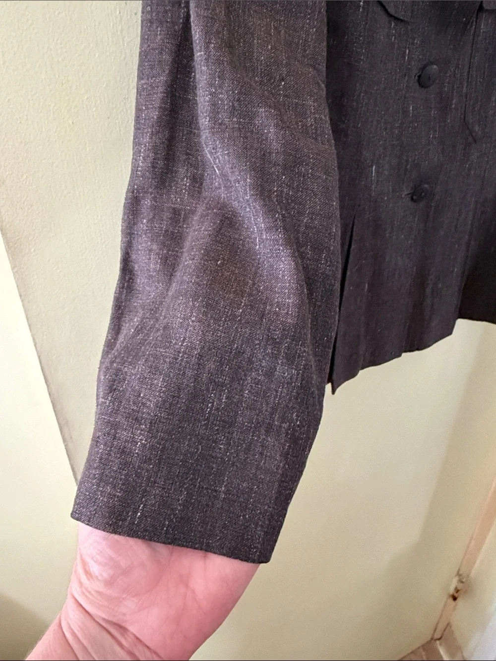 CHANEL Brown Linen Button Front Jacket Cruise 2000